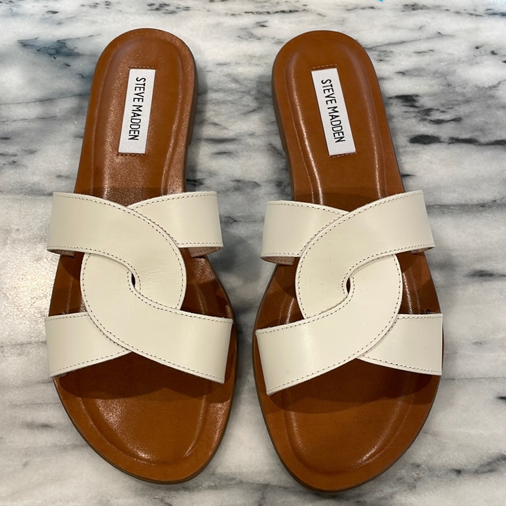 Steve Madden sandals with white leather strap